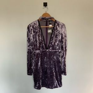 NWT One Way Purple Crushed Velvet Choker Dress!
